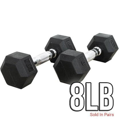 Valor Fitness Rubber Hex Dumbbell Free Weights for Home Gym Workout Equipment for Strength Training