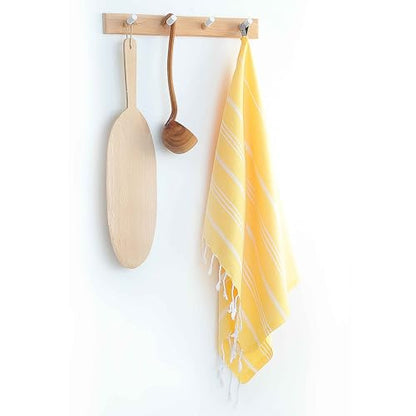 Cacala 100% Turkish Cotton Kitchen Tea Towels, Highly Absorbent Luxury Soft Quick Drying Dish Towel with Hanging Loop for Gym, Yoga, Bath, Sports, Cleaning and Kitchen (23 x 36), Apricot - color: Apricot