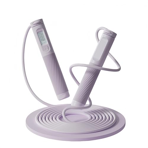 Cordless Counting Jump Rope, Adjustable Weighted Skipping Rope with Digital Counter for Fitness