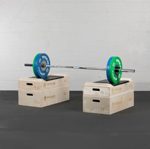 Titan Fitness Wooden Stackable Wood Jerk Blocks with Silencer Pad