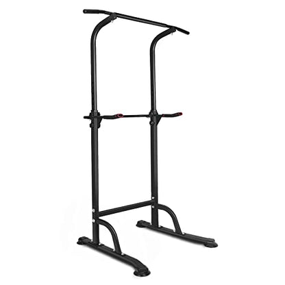 Power Tower Dip Station - Heavy-Duty Adjustable Height (66.5"-82.7") | 330LBS Capacity | Foldable Space-Saving Design | Ergonomic Foam Padding | Multi-Function Home Gym for Pull-Ups, Dips, Push-Ups & Full-Body Workouts