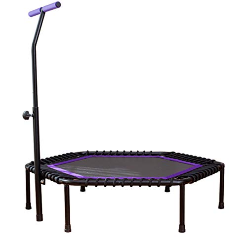 TXTC Fitness Trampoline with Adjustable Handle Bar,Indoor Trampoline for Kids, Exercise Trampoline for Kids Adults Indoor Workout Cardio Exercise (Color : Purple, Size : with armrests) - color: Purple