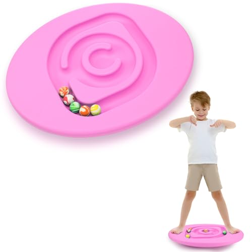 Seenelling Kids Maze Balance Board Sensory Training Toy, Pink, Round - color: Pink, style: Round