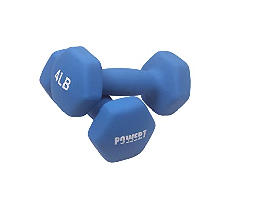 POWERT HEX Neoprene Dumbbell |Coated Colorful Hand Weights in Pair