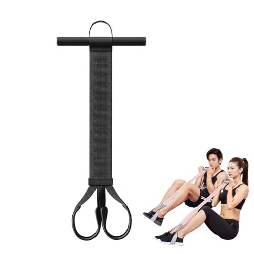 Upgraded Durable Pedal Resistance Band with Handle, 120LB Anti-Snap Fabric Exercise Band for Sit Up, Arm, Leg & Core Strength Training, Home Gym Portable Fitness Equipment - color: Black