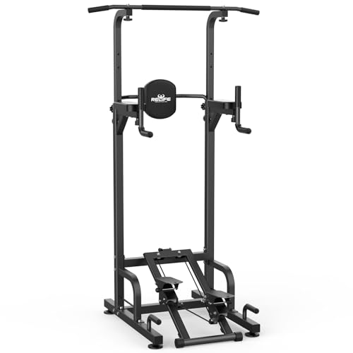 RELIFE REBUILD YOUR LIFE Pull Up Bar Free Standing Power Tower for Home Gym - color: Black-01