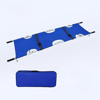 Portable Aluminum Stretcher, Ox Cloth Folding Spine Board, Emerncy Basket, Lightweight Stretcher for Outdoor First Aid, Blue 200x53cm - color: Blue