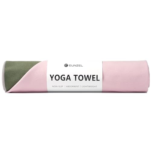 Eunzel Hot Yoga Towel, Reversible Two-Tone Non-Slip Yoga Mat Towel, Sweat Absorbent for Hot Yoga, Pilates and Workout, 72" x 26.5", Army Green& Pink - color: Army Green& Pink