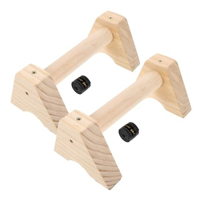 POPETPOP 2pcs Wooden Push- Non- Base Parallettes Bars for Floor Exercise for Handstand Training and Calisthenics Suitable for Men and Women
