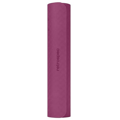 Retrospec Zuma Yoga Mat 6mm Thick Non-Slip TPE Exercise Mat | Cushioned Workout Mat for Yoga Pilates and Home Stretching | 72 x 24 with Carrying Strap