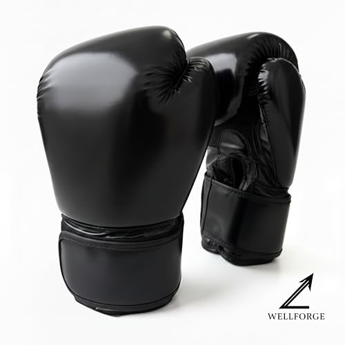 Wellforge Boxing Gloves 10oz/12oz for Training – Durable Premium Synthetic Leather Gloves with Pre-Molded Foam Padding and Secure Wrist Support for Sparring & Workouts - size: 10oz