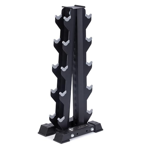Titan Fitness Vertical Dumbbell Rack, A-Frame Configuration Protective Bumper Cradles, Home Gym Accessories