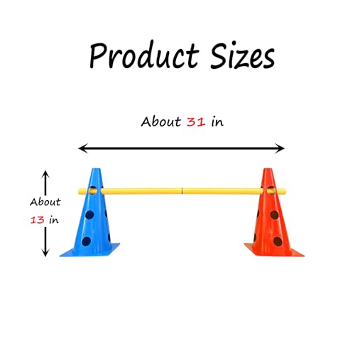 TNZMART Dog Agility Jumps Hurdles and Weave Poles Training Equipment Set Adjustable Dog Cones Obstacle Course for Backyard Portable Canine Exercise Kit with Carry Bag (Mix 4, 13 in)