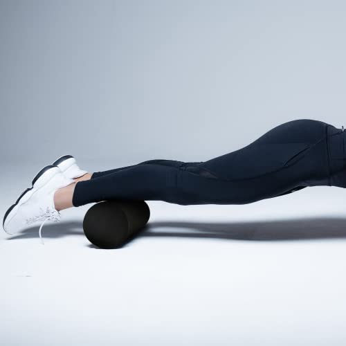 High-Density Foam Roller for Muscle Recovery & Massage, 13" x 3.75" EVA Firm Roller for Warm-Up/Cooldown, Yoga & Pilates, Includes Carry Case (Black) - color: Black