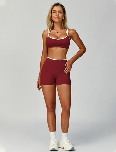 Two Piece Workout Sets For Women Sports Bra Matching High Waist Scrunch Butt Shorts Gym Yoga Athletic Clothes