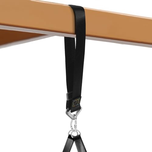 Aoneky 40 inch Heavy Punching Bag Hanger Strap for Boxing MMA, Black Heavy Duty Hanging Strap with Carabiner, No Drill Mount for I Beam Wood Rafter Ceiling Joist Tree Garage Home Gym