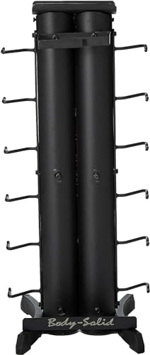 Body-Solid Vertical Gym Organizer Package with Lat and Curl Bar, Revolving Bars, Tricep Pressdown and Handles, Compact Storage Rack for 20 Handles & Straps, Home Accessories Organization - style: Rack Only