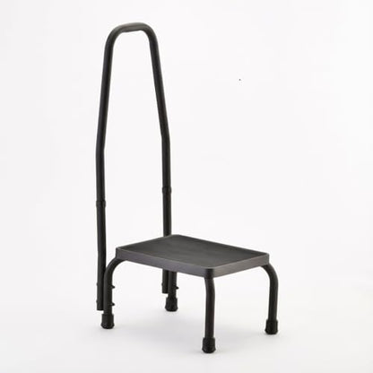 NOVA Step Stool with Handle, 300 lb Capacity – Non-Slip Rubber Platform, Steel Base with Skid-Resistant Feet, Removable Security Handrail, Lightweight 6.5 lb, Assembled, Gunmetal Gray - style: With Handle