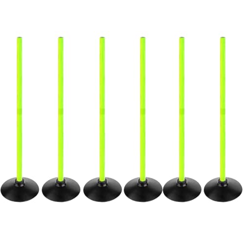 Fluorescent Green Soccer Agility Poles Set Detachable Sports Trainning Speed Pole Slalom Poles with Rubber Base Sport Traning Equipment - color: 3.3 FT, style: Pack of 6