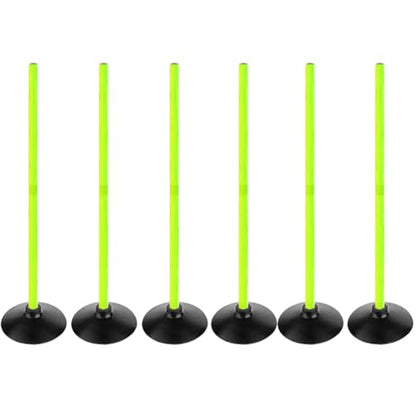 Fluorescent Green Soccer Agility Poles Set Detachable Sports Trainning Speed Pole Slalom Poles with Rubber Base Sport Traning Equipment - color: 3.3 FT, style: Pack of 6