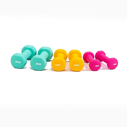 PRISP Dumbbells Set with Rack - 3 Pairs of Neoprene Free Weights with Stand