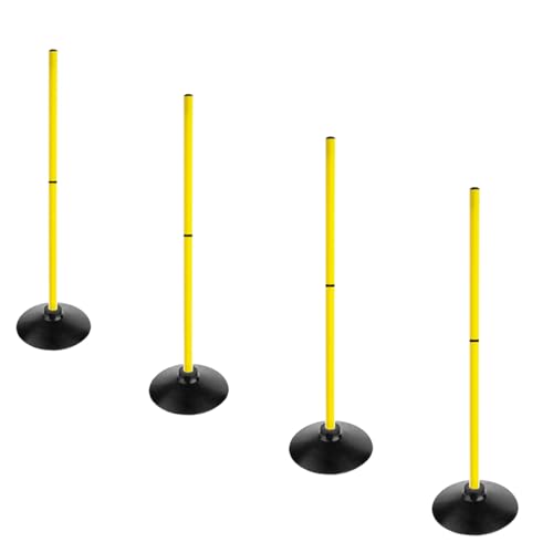 Soccer Agility Poles Set Detachable Sports Trainning Speed Pole Slalom Poles with Rubber Base Sport Traning Equipment - color: Pack of 4, style: 3.3 FT