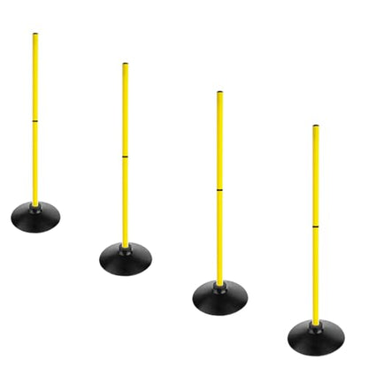 Soccer Agility Poles Set Detachable Sports Trainning Speed Pole Slalom Poles with Rubber Base Sport Traning Equipment - color: Pack of 4, style: 3.3 FT