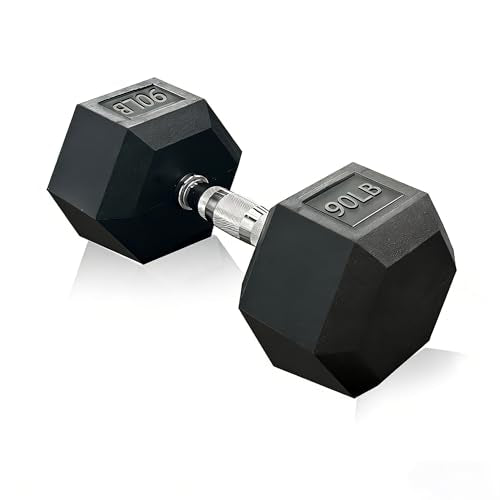 Rubber Hex Dumbbell, Multiple Weight Options 15-550 lbs - color: 90LB