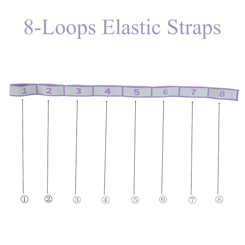 Elastic Yoga Stretching Strap with Loops, CEILIWEN Stretch Straps for Physical Therapy, Pilates Stretch Band, Elastic Exercise Bands, Leg Stretching Strap, Stretch Resistance Bands for Exercise - color: 02