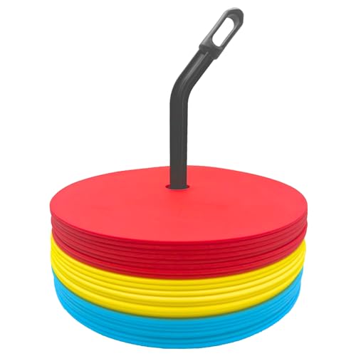 LEZER 6 Inch 8 Inch Flat Cones, Spot Markers, Soccer Cones, Field Court Markers, Sit Spots, Flat Discs, Soccer Training Equipment, Agility Practice, Football, Made in Taiwan - style: 8 inch with 24 pcs