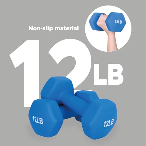 FUXION Neoprene Dumbbell Hand Weights, Sets of 2 with Multiple Weight Options, Hexagon Non-Slip Weights for Home Gym Yoga Pilates Workout