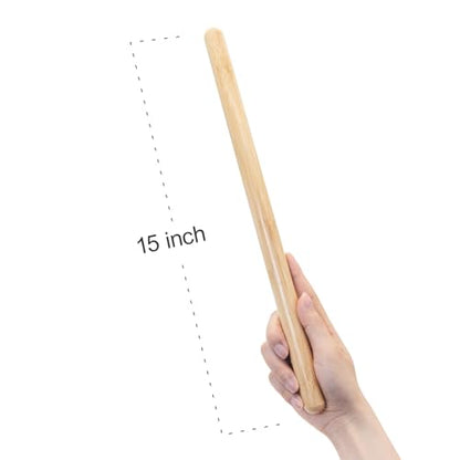 2 PCS Solid Bamboo Massage Stick Set for Body Shaping, Roller Stick, Guasha Sticks, Warm Therapy Tools for Muscle Relaxation