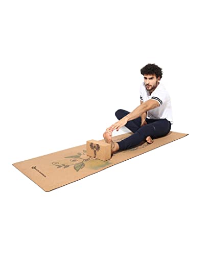 Shakti Warrior Align Cork Yoga Block - Artist Designed, Premium eco friendly cork block, Non Slip, Non Toxic, Great for Regular & Hot Yoga, Pilates and Workouts (9 inch x 6 inch x 3 inch)