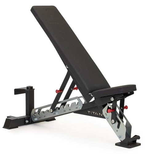 Titan Fitness TITAN Series Adjustable Bench, Supports 600 LB Incline, 1,000 LB Flat, Versatile Single Post Utility Workout Bench for Home Gym, Weightlifting, Strength Training - color: Black