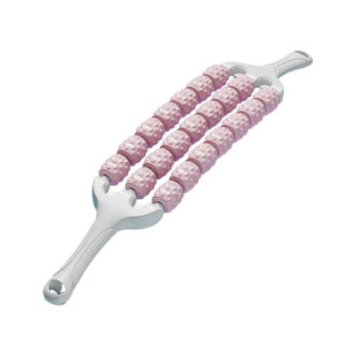 Muscle Roller Stick for Knot Relief, 12.5-inch Portable Massage Stick, Stainless Steel & EVA Foam Roller for Home Gym Travel Park Garden Fitness- Pink