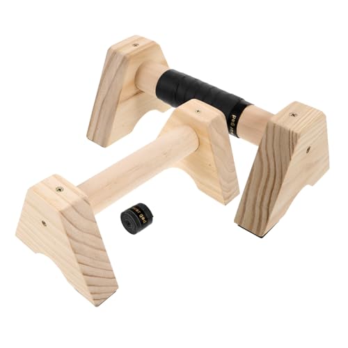 POPETPOP 2pcs Wooden Parallettes Bars - Handles for for Calisthenics and Strength Training Compact Design for Men and Women