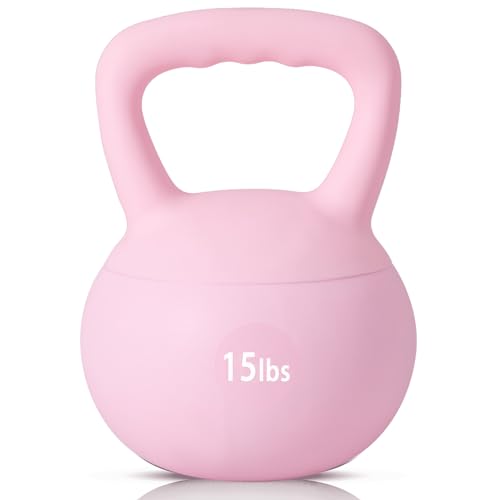 sogesfurniture Soft Kettlebells,Safe Strength Training Kettlebells,Iron Sand Filled Weights Strength Training Kettlebells,Fitness Soft Kettlebells for Women Men Children - color: 15LBS-Pink