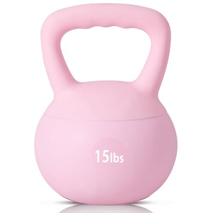 sogesfurniture Soft Kettlebells,Safe Strength Training Kettlebells,Iron Sand Filled Weights Strength Training Kettlebells,Fitness Soft Kettlebells for Women Men Children - color: 15LBS-Pink