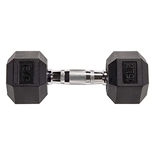 Balancefrom Rubber Encased Hex Dumbbells, 15LB, Pair
