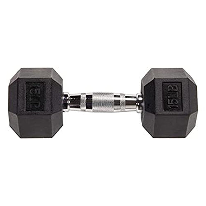 Balancefrom Rubber Encased Hex Dumbbells, 15LB, Pair