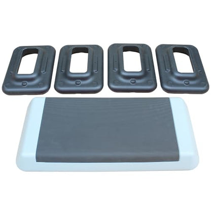 Adjustable Aerobic Stepper Platform – 2 Heights (4"/6") with 2 Risers, Non-Slip Exercise Step for Home Gym, Cardio & HIIT Workouts - color: Black+ Gray