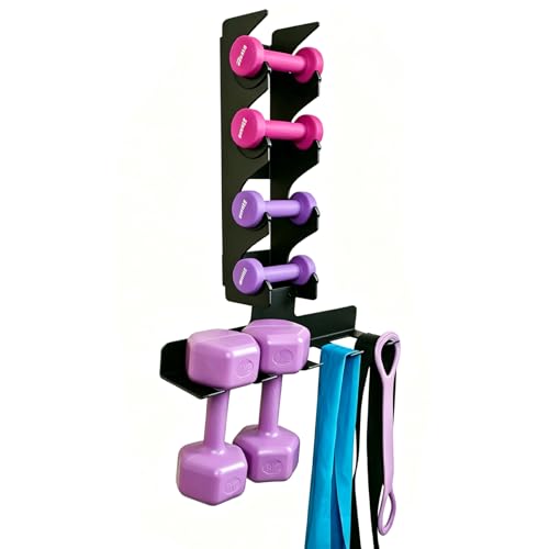 Wall Mounted Dumbbell Rack,Multi-Purpose Gym Equipment Storage Rack, Hanger for Home and Pro Gym Storage for Exercise Bands,dumbbell, Jump Ropes, Chains, Lifting Belts Wait (Black)