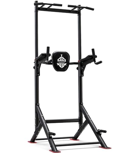 Sportsroyals Power Tower Pull Up Bar Station, 450LBS Stable Pull Up Dip Station for Home Gym Strength Training Equipment | FED Fitness - color: Black-02