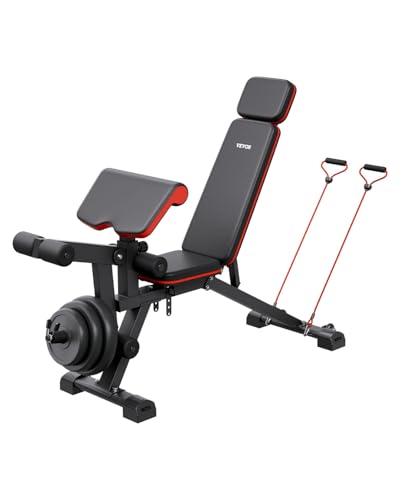 VEVOR Weight Bench, 800lbs/660lbs Adjustable Weight Bench Press for Full Body Workout, Exercise Sit-up Bench for Home Gym Strength Training, Multiple Functions, Fast Adjustment