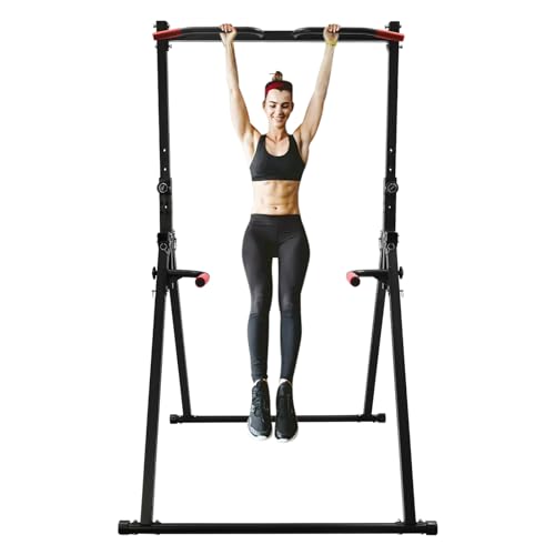Power Tower Pull Up Dip Station,Durable Height Adjustable Multifunction Workout Pull Up Tower Station, Gym Strength Training Equipment for Home Outdoor,Triangular Legs,Support 440lbs