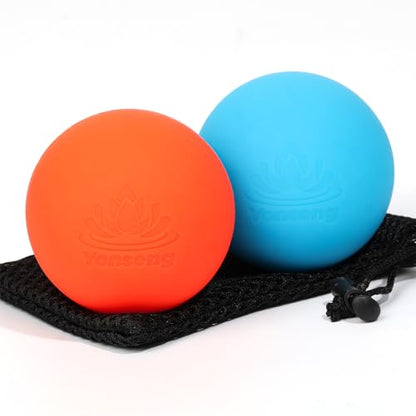 Physical Yoga Balls Massage Lacrosse Balls for Myofascial Release, Trigger Point Therapy, Muscle Soreness Deep Tissue Massage Balls Physical Therapy Equipment(2 Pack,Blue and Orange)