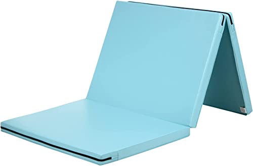 KaRaDaStyle Gymnastics Mat Folding Stretch Mats 71"x31"x2" Exercise Muscle Training Children Play Horizontal Bar Mat Yoga Sports Soundproof Home Use - color: AquaBlue/3-fold