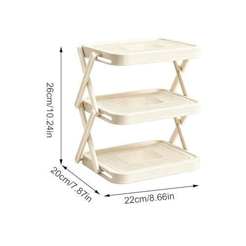 Multi-layer Preparation Tray – 3 Levels Foldable Space-Saving Food Stand | for Cooking Fondue and Barbecue Cooking Utensils Ingredients Sauces Dishes and Countertop