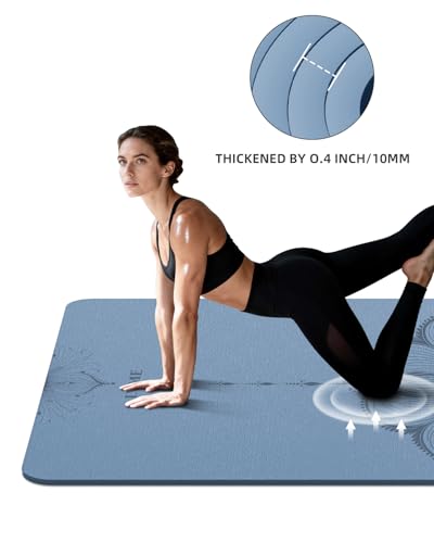 Large Yoga Mat (75.5"x47.6"x0.4"）Extra Wide & Thick 10mm | Non-Slip Exercise Mat, High-Density TPE Mat for Yoga Pilates & Home Gym Workouts