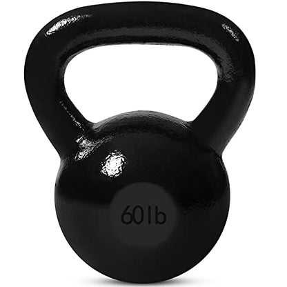 JFIT Cast Iron Kettlebell – Single Weight, Flat Bottom, Polished Handle | Men & Women | CrossFit, Cardio & Strength Training - size: 60.0 Pounds